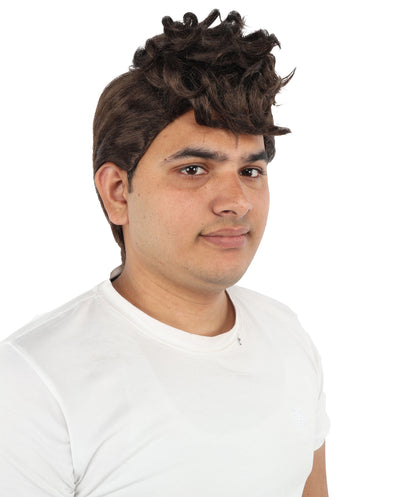 HPO Men’s Dark Brown Wig | Messy, Textured Look for Casual, Fun Styles | Ideal for Halloween, Cosplay and Themed Parties
