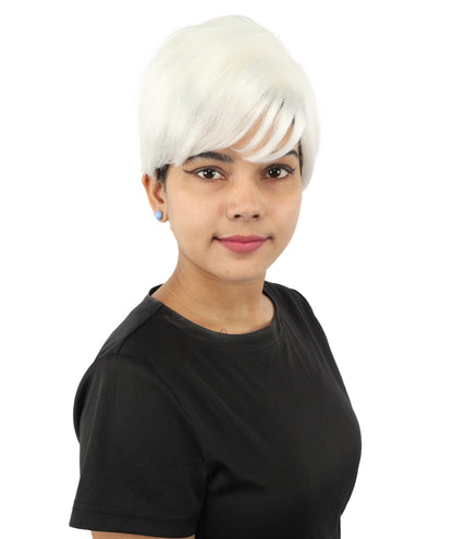 HPO Adult Women’s Short Black Wig | 10 Inch, Sleek and Smooth Bob Hairpiece | Ideal for Cosplay, Costume, and Themed Events
