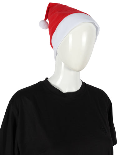 HPO Unisex Classic Velvet Christmas Santa Hat | Soft Red and White Festive Holiday Hat | Ideal for Holiday fun