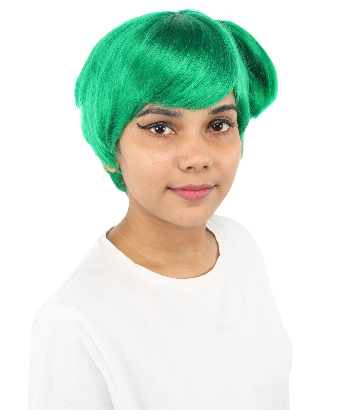 HPO Adult Women's Anime Trainer Character Wig | Vibrant hue multicolor options, create of synthetic fiber, short choppy bob with high side ponytail, breathable base | Cosplay, Halloween, theater, party, performance, costume events