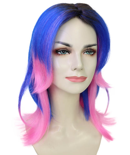 HPO Women's Split-Dye Synthetic Wig – Two-Tone Color Hairpiece for Parties Festivals and Themed Events
