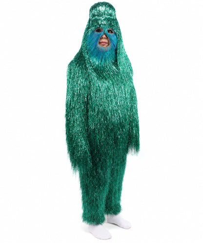 HPO Unisex Teen Extreme Tinsel Hairy Person Costume Bundle & Mask Set - Full-Body Tinsel Hair Suit Extra-Long Costume Wig for Halloween, Cosplay & Parties - Multiple Color Options