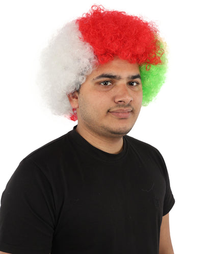 HPO Tri Tone Sports Wig | Voluminous Kinky Afro Style Standard Cap Construction | Six Nations Championship Game Spirit Week Prop