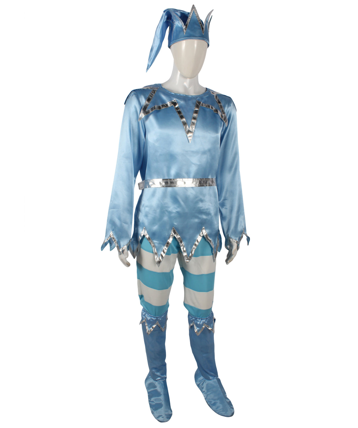 HPO Men's Animated Movie Sky Winter Snowy Blue & White Costume, Suitable for Halloween, Flame-retardant Synthetic Fabric