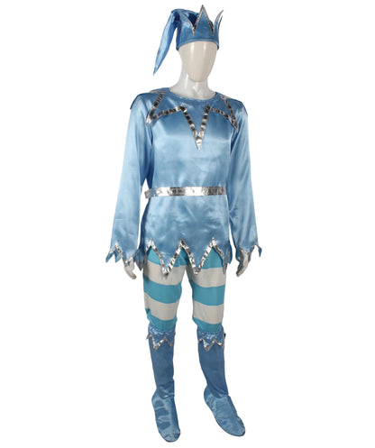 HPO Men's Animated Movie Sky Winter Snowy Blue & White Costume, Suitable for Halloween, Flame-retardant Synthetic Fabric