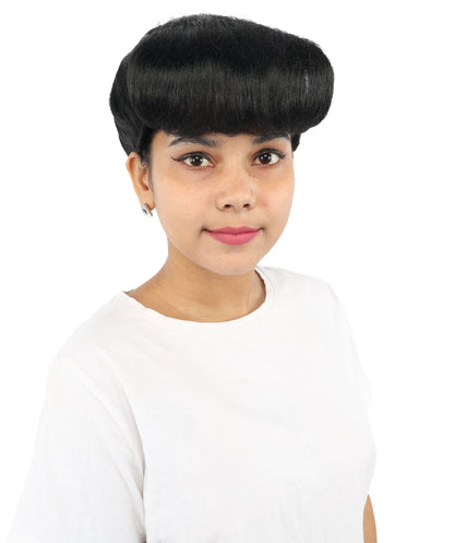 HPO Adult Women's Retro Pin-Up Wig | Multicolor Options, create of synthetic fiber, vintage curled bumper bangs with rolled back, breathable base | Party, Halloween, theater, drag, performance, costume events
