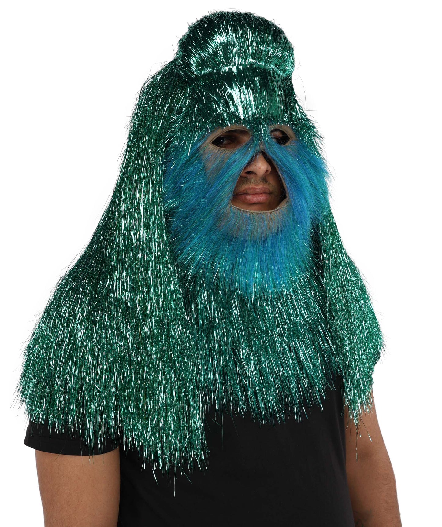 HPO UnisexTinsel Hairy Costume, Bundle & Mask Set | Full-Body Suit & Matching Mask | Long Hair Funny Costume for Halloween, Performers, Cosplay & Mascots | Multicolor Options