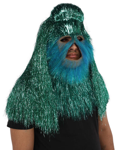 HPO UnisexTinsel Hairy Costume, Bundle & Mask Set | Full-Body Suit & Matching Mask | Long Hair Funny Costume for Halloween, Performers, Cosplay & Mascots | Multicolor Options