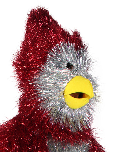 HPO Men's Furry Cardinal Mascot Tinsel Mask Costume, Halloween-Mask, Flame-retardant Tinsel Material