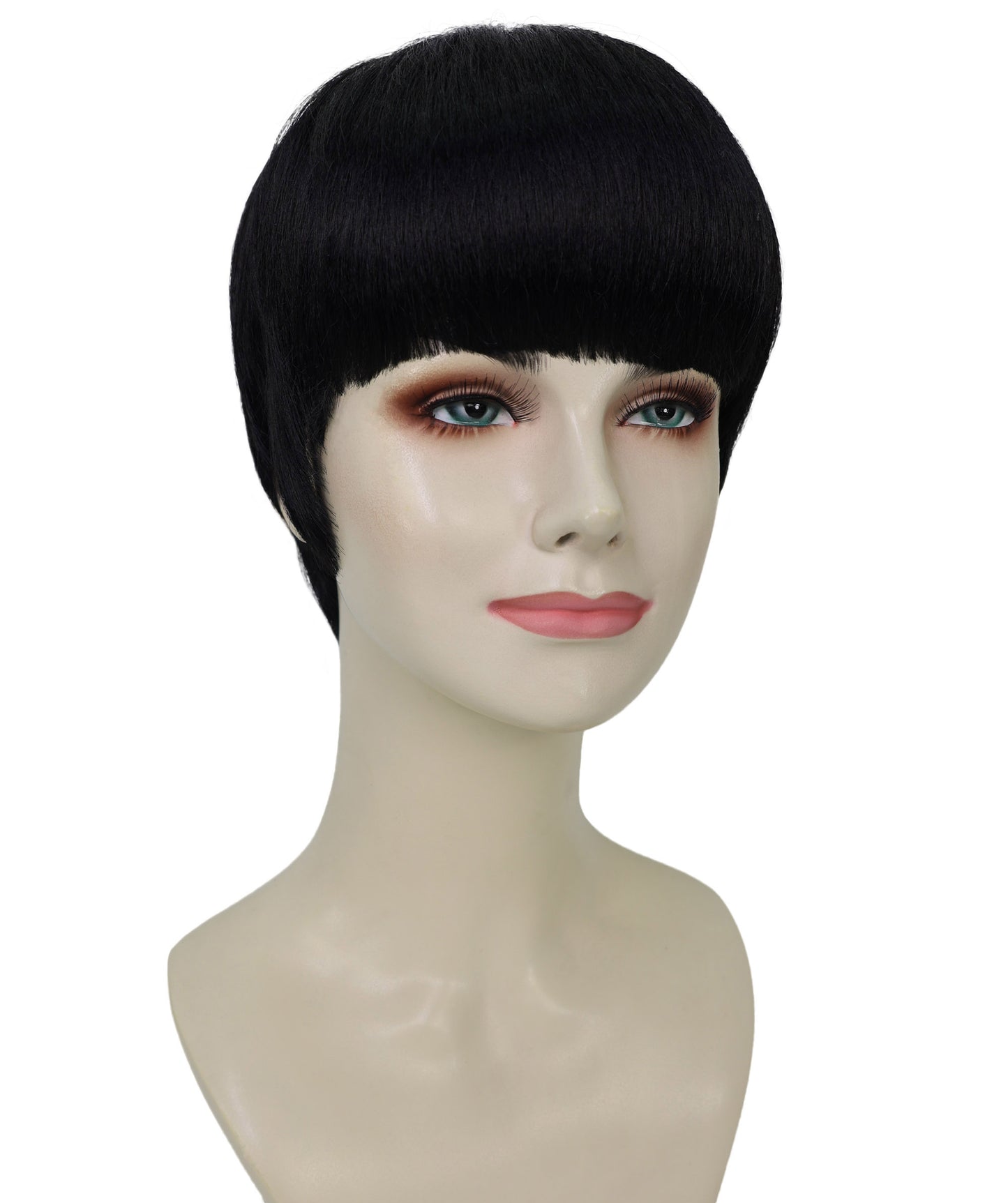HPO Adult Women’s Sculpted Pixie Cut Wig with Defined Sideburns | Halloween Wig | Flame-Retardant Synthetic Fiber | Capless Adjustable Design for Breathable Fit