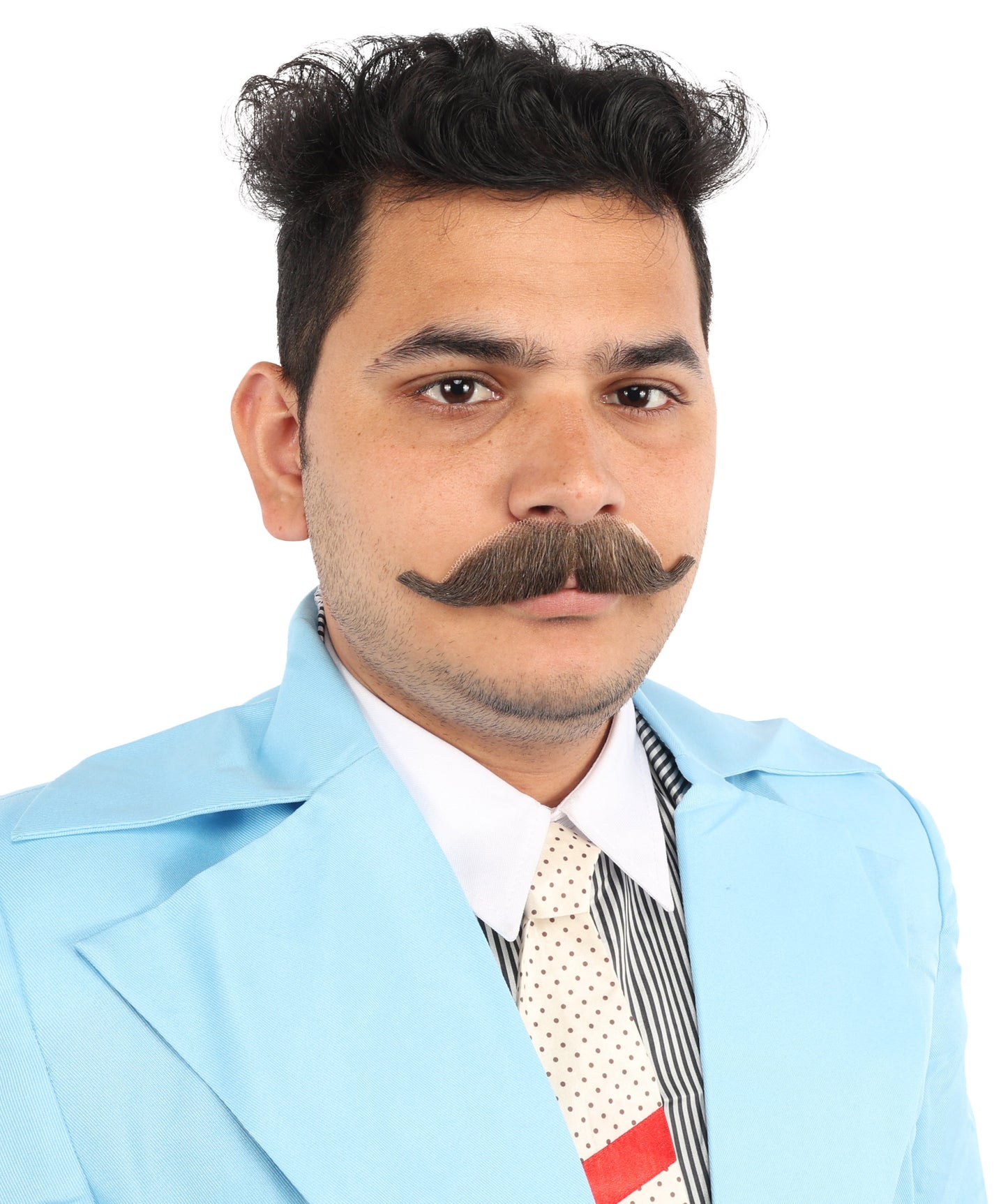 HPO Men's Setit Brown Moustache Facial Hair | Natural-Looking Style |  Synthetic Fiber