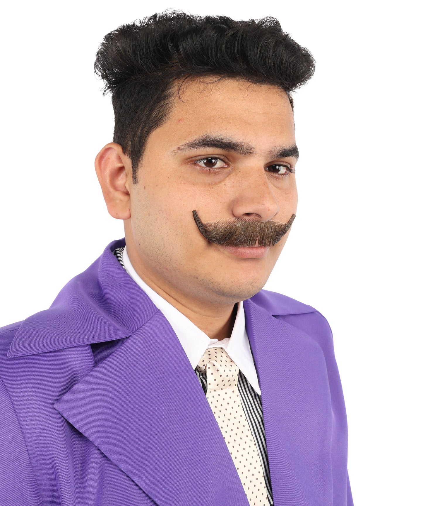 HPO  Men's Fake Human Hair Virtual Salesman Mustache | Brown Color