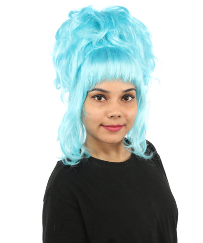 HPO Adult Women's Elegant Updo Tendril Wig | Multiple Color Options | Pastel peach hue, create of synthetic fiber, high teased volume with face-framing strands, breathable capless cap | Party, Halloween, theater, drag, performance, costume events
