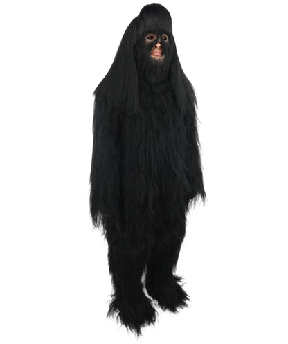 HPO Unisex Extreme Hairy Person Costume, Mask and Bundle - Full-Body Hair Suit Extra-Long Ash Brown Costume Wig for Halloween, Cosplay & Parties