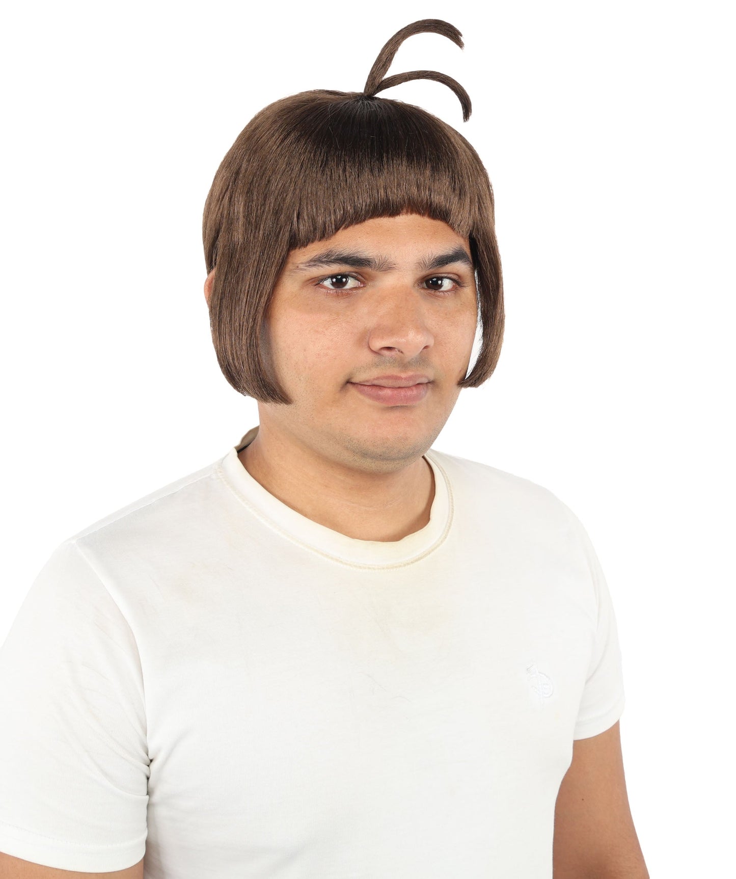 HPO Adult Men's Sleek Blunt Bob Wig | Multicolor Options | Solid color hue, create of synthetic fiber, straight smooth texture with bangs, breathable base | Party, Halloween, theater, drag, performance, costume events