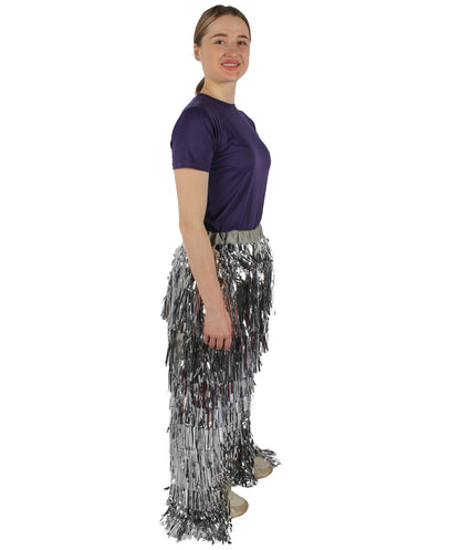 HPO Women's Fancy Metallic Tinsel Pant, Perfect for Halloween, Flame-retardant Tinsel Material