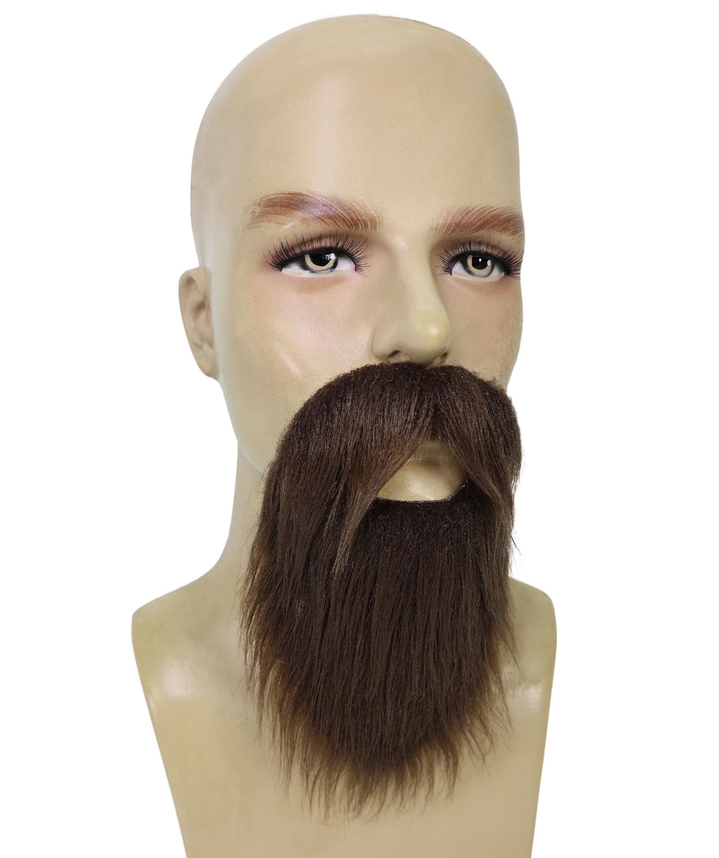 HPO Men Medium Brown Long Beard and mustache – Lightweight Synthetic Fiber, Durable and Reusable, Perfect for Halloween and Themed Events