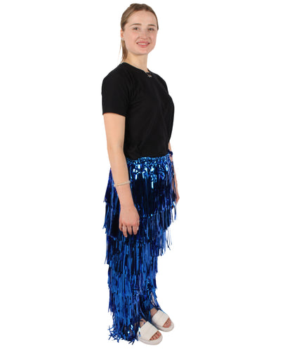 HPO Adult Women's Tinsel Fringed Tiered Multiple Color Options Trousers, Perfect for Halloween, Flame-retardant Synthetic Material