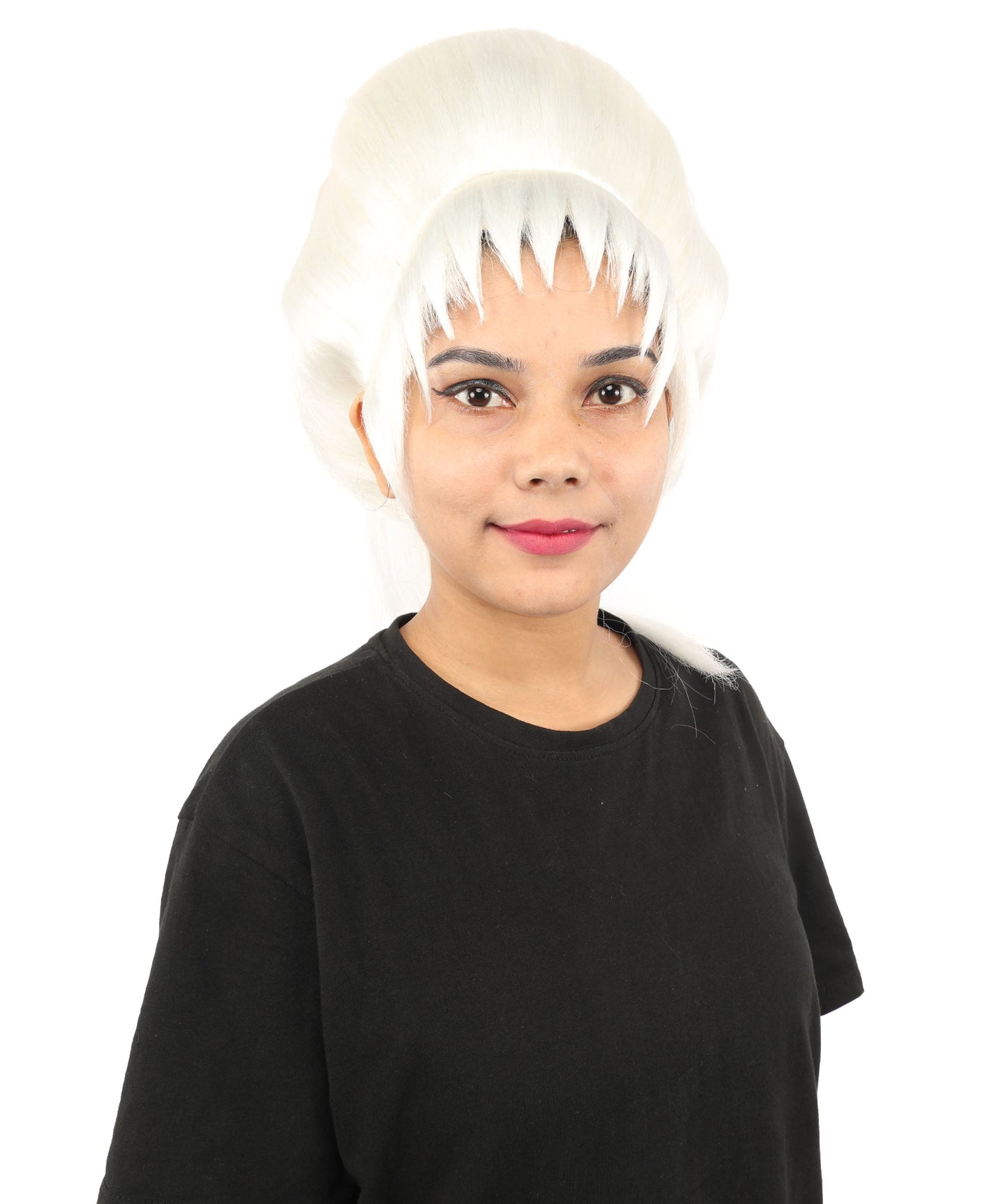 HPO Adult Women's Avant-Garde Bouffant Wig | Multiple Color Options | Create of synthetic fiber, massive smooth updo with micro bangs, breathable base | Party, Halloween, theater, drag, performance, costume events