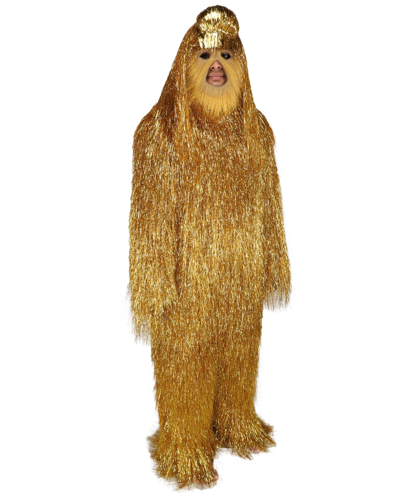 HPO Unisex Teen Extreme Tinsel Hairy Person Costume Bundle & Mask Set - Full-Body Tinsel Hair Suit Extra-Long Costume Wig for Halloween, Cosplay & Parties - Multiple Color Options