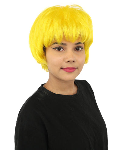 HPO Adult Women's Short Silver White Pixie Wig  | Edgy Layered Cut with Bangs | Synthetic Hair Wig for Stage Fashion, Cosplay, Halloween & Bold Party Looks