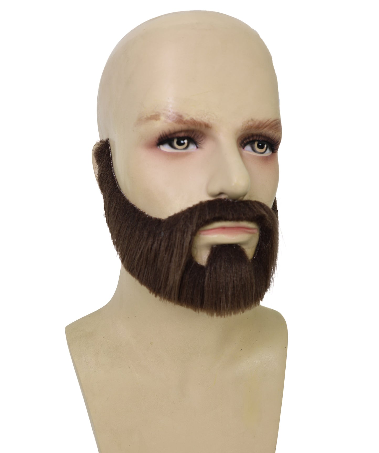 HPO Men's Brown Chinstrap Beard | Trim brown U-shape facial hair design | Ideal for party, Halloween, cosplay, theater, drag, performance, costume events