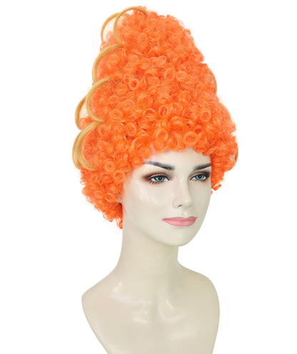 HPO Women's Fancy Bouffant Orange Wig | Medium Retro Updo Hairpiece for Women | Adjustable Inner Straps Cap | Lightweight Wig for Parties & Cosplay