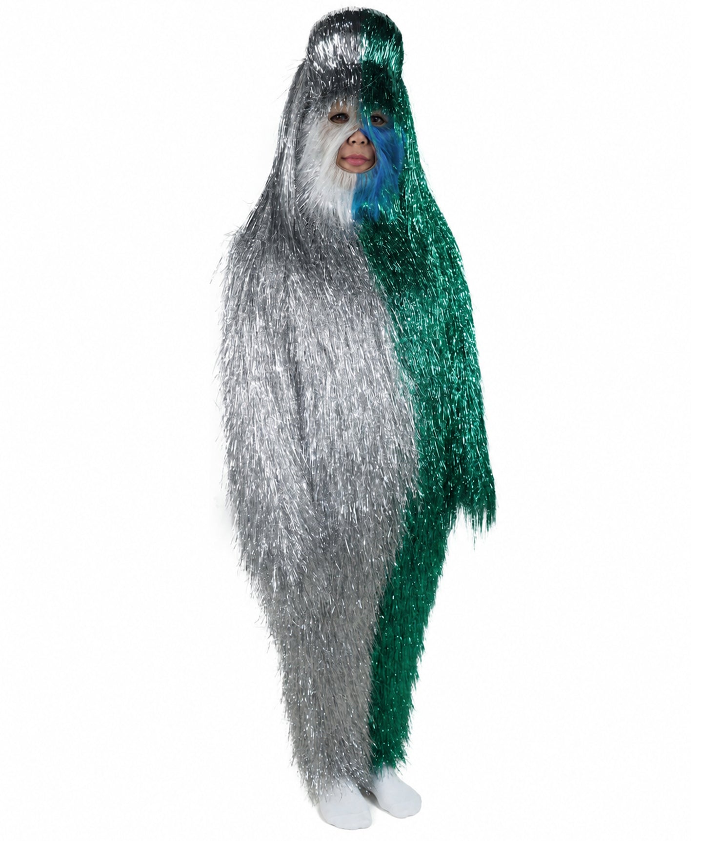 HPO Teen Extreme Hairy Two Part Costume Bundle & Mask Set - Full-Body Hair Suit Extra-Long Costume Wig for Halloween, Cosplay & Parties - Multiple Color Options