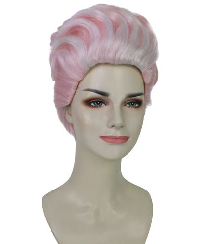 HPO Adult Women’s Retro Pink Sculpted Pompadour Wig | High-Fashion Synthetic Wig for Drag & Glam | Ideal for Halloween