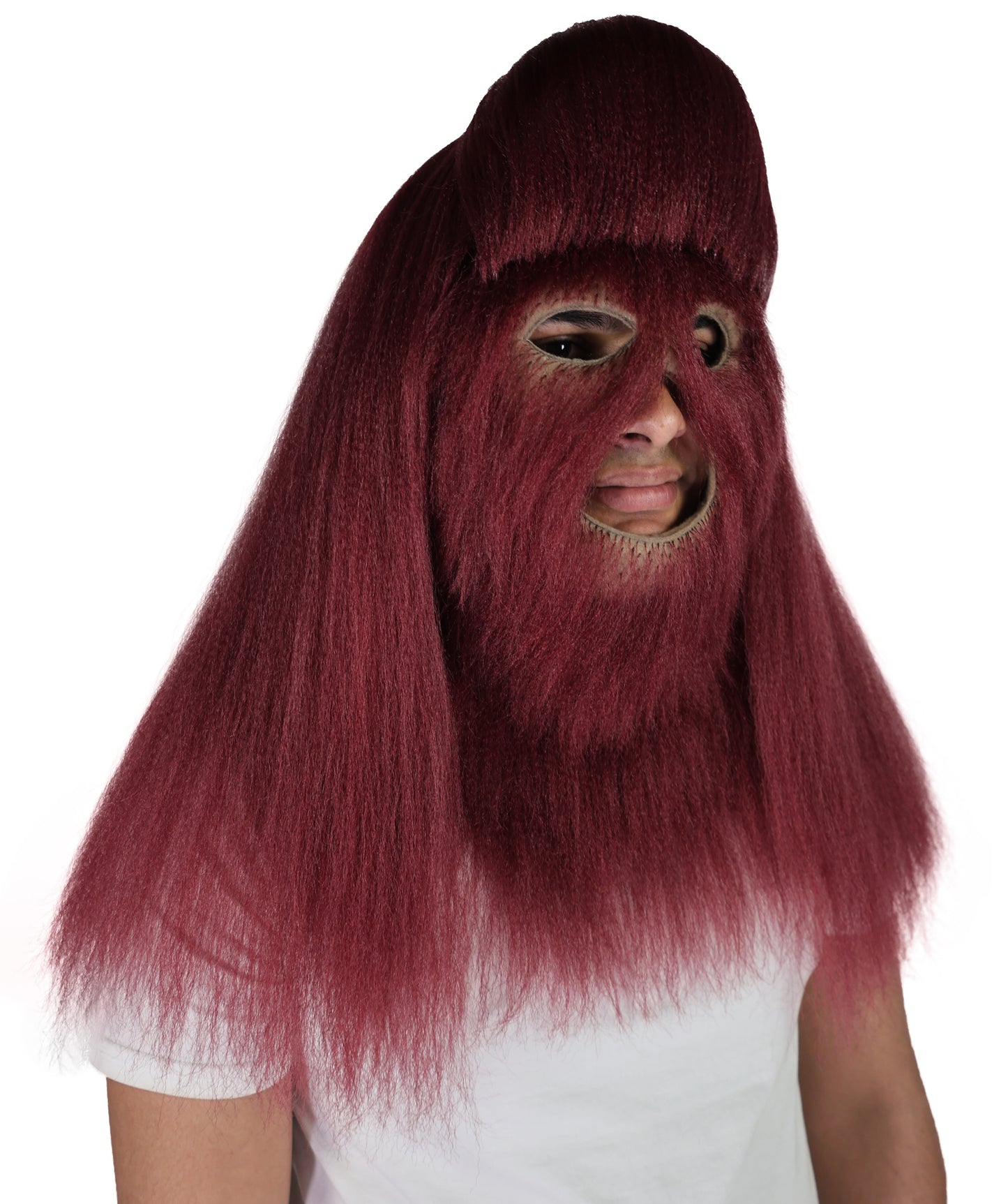 HPO Unisex Extreme Hairy Person Costume, Mask and Bundle - Full-Body Hair Suit Extra-Long Ash Brown Costume Wig for Halloween, Cosplay & Parties