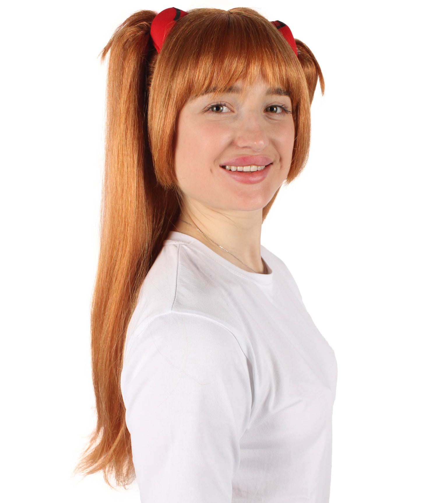 HPO Women's Anime Protagonist Double Ponytail Brown Wig | Perfect for Halloween| Flame-retardant Synthetic Fiber