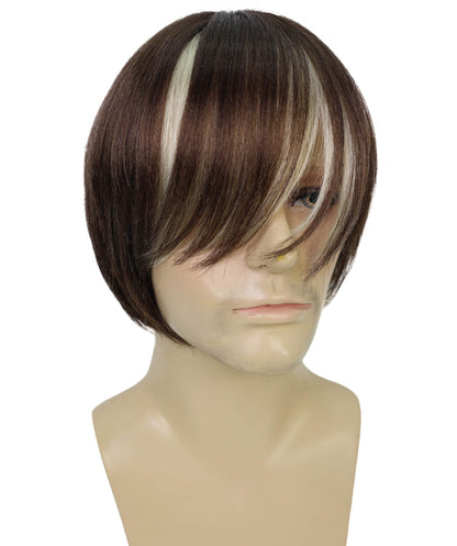 HPO Men’s Short Shaggy Hairstyle Rocker Wig | Adult Costume Party Accessory | Rock Star Inspired Wig | Breathable Capless Cap