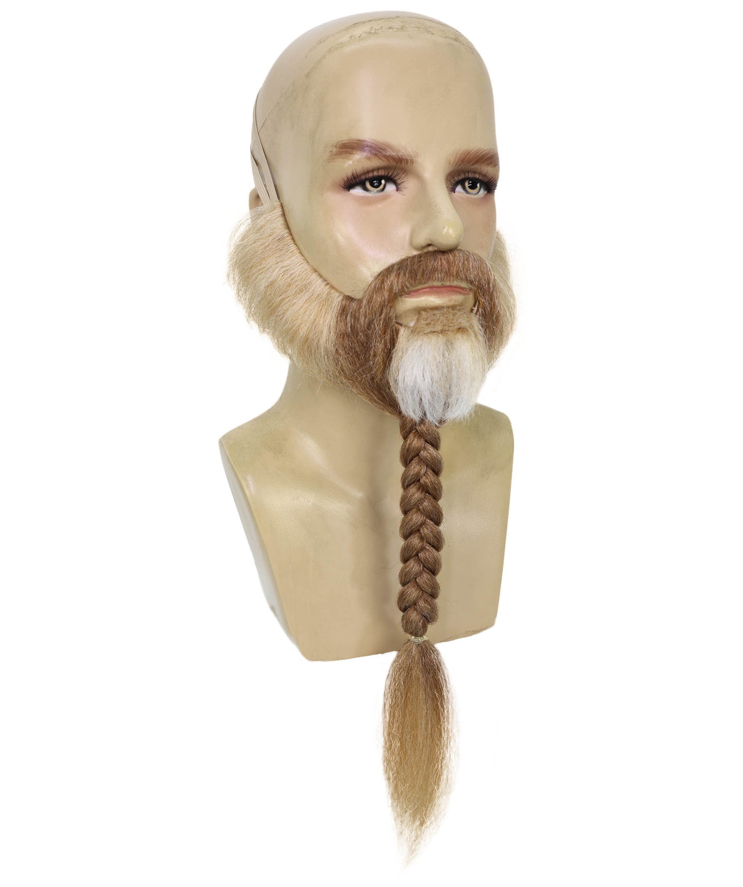 HPO Adult Men’s Long Beard & Mustache Set | Style for Round Face | Realistic Costume Facial Hair Accessory
