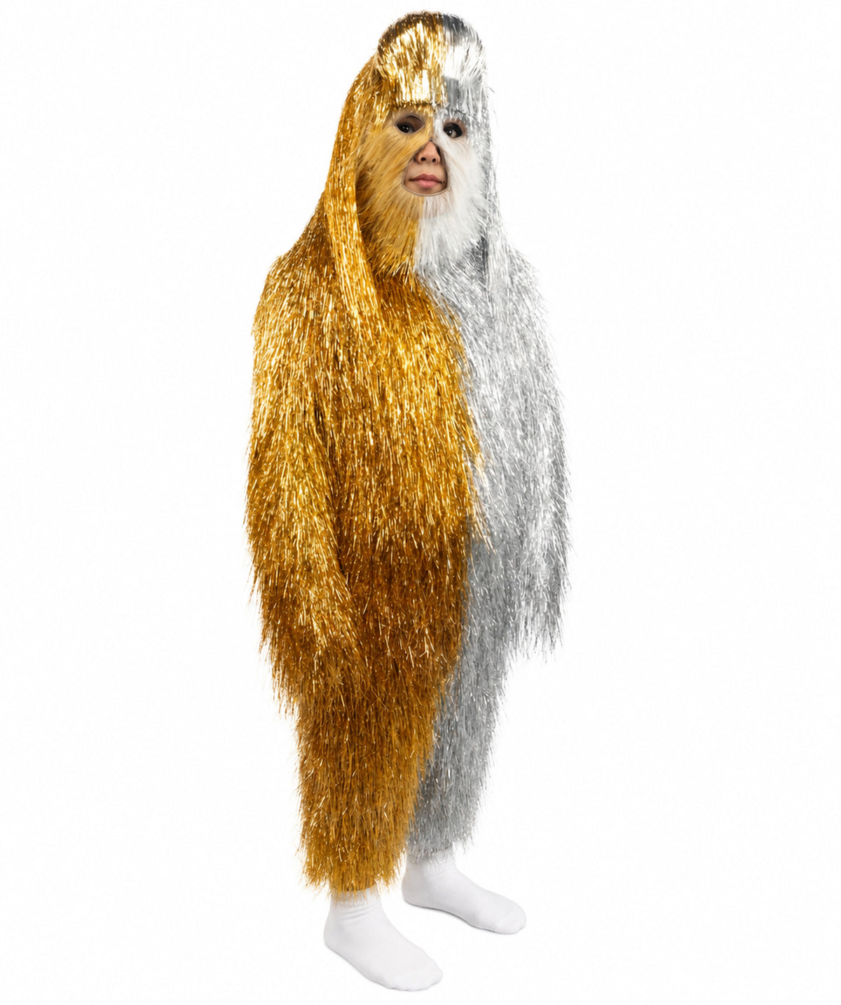 HPO Teen Extreme Hairy Two Part Costume Bundle & Mask Set - Full-Body Hair Suit Extra-Long Costume Wig for Halloween, Cosplay & Parties - Multiple Color Options