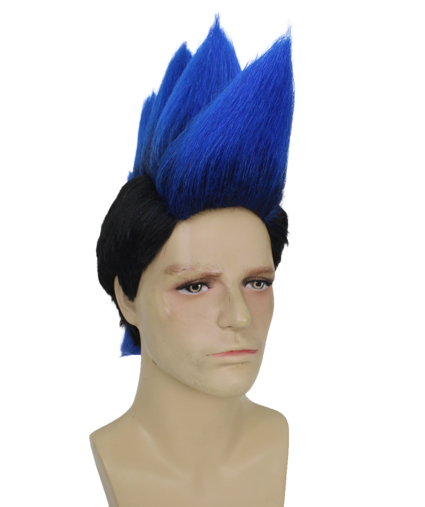 HPO Adult Men's Karate Cobra Mohawk Blue & Black Wig – Perfect for Halloween & Cosplay, Premium Breathable Capless Cap