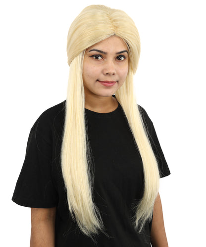 HPO Women's Deep Copper Plait Blonde Wig | 29-Inch Matte Synthetic Fiber, Heavy Single Braid Style, Center Part | Halloween, Carnival, Theater, Fantasy Events