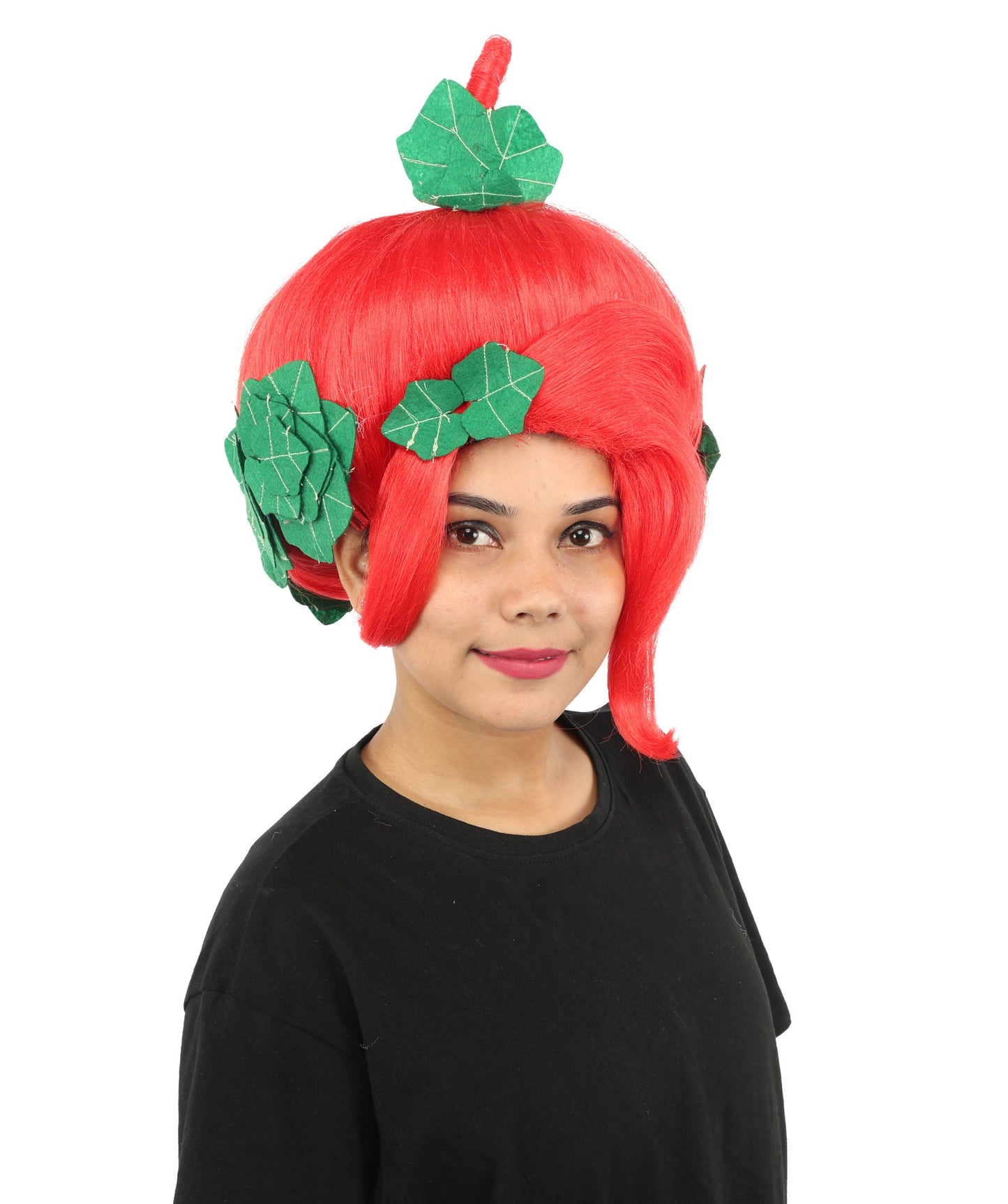 HPO Adult Women's Sculpted Pumpkin Show Wig | Multiple Color Options | Create of synthetic fiber, massive spherical updo with green leaf accents, breathable base | Halloween, theater, drag, performance, party, costume events