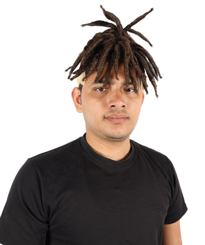 HPO Men’s American Rapper Dark Blue Dreadlock Updo Wig I Non-flammable Synthetic Fiber Wig