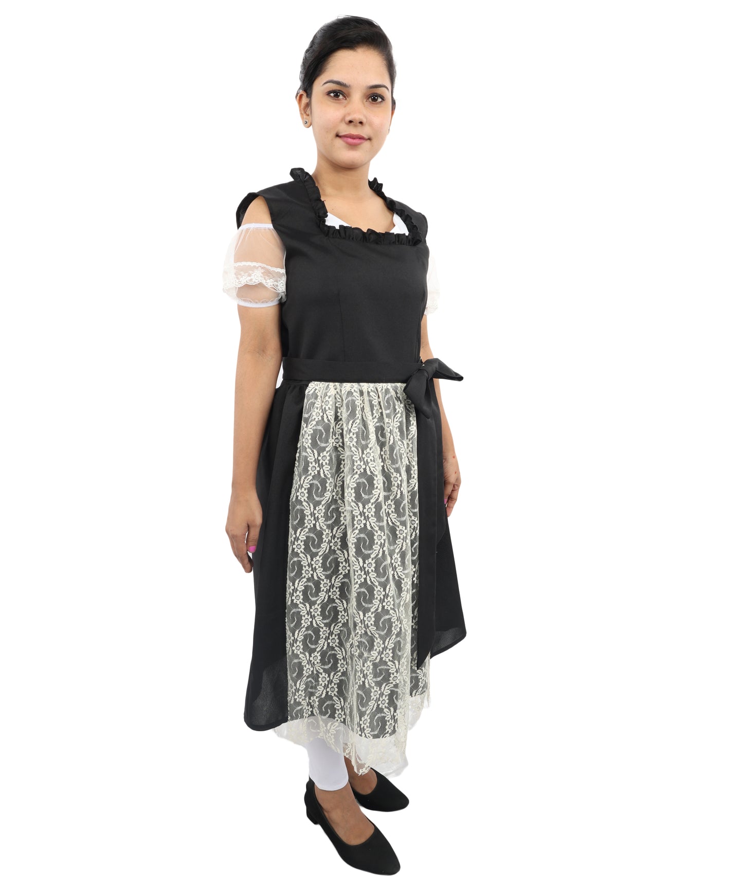 HPO Women’s Black & White 3-Piece Oktoberfest Dirndl Dress Costume – Traditional German Outfit