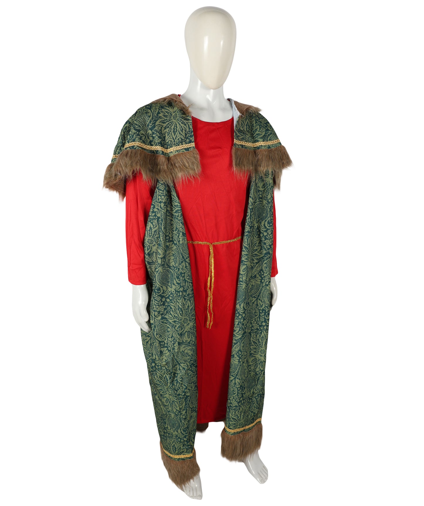 HPO Adult Men's Vintage Santa Claus Costume | Classic Red Velvet Suit with White Faux Fur Trim | Christmas Party Holiday Outfit