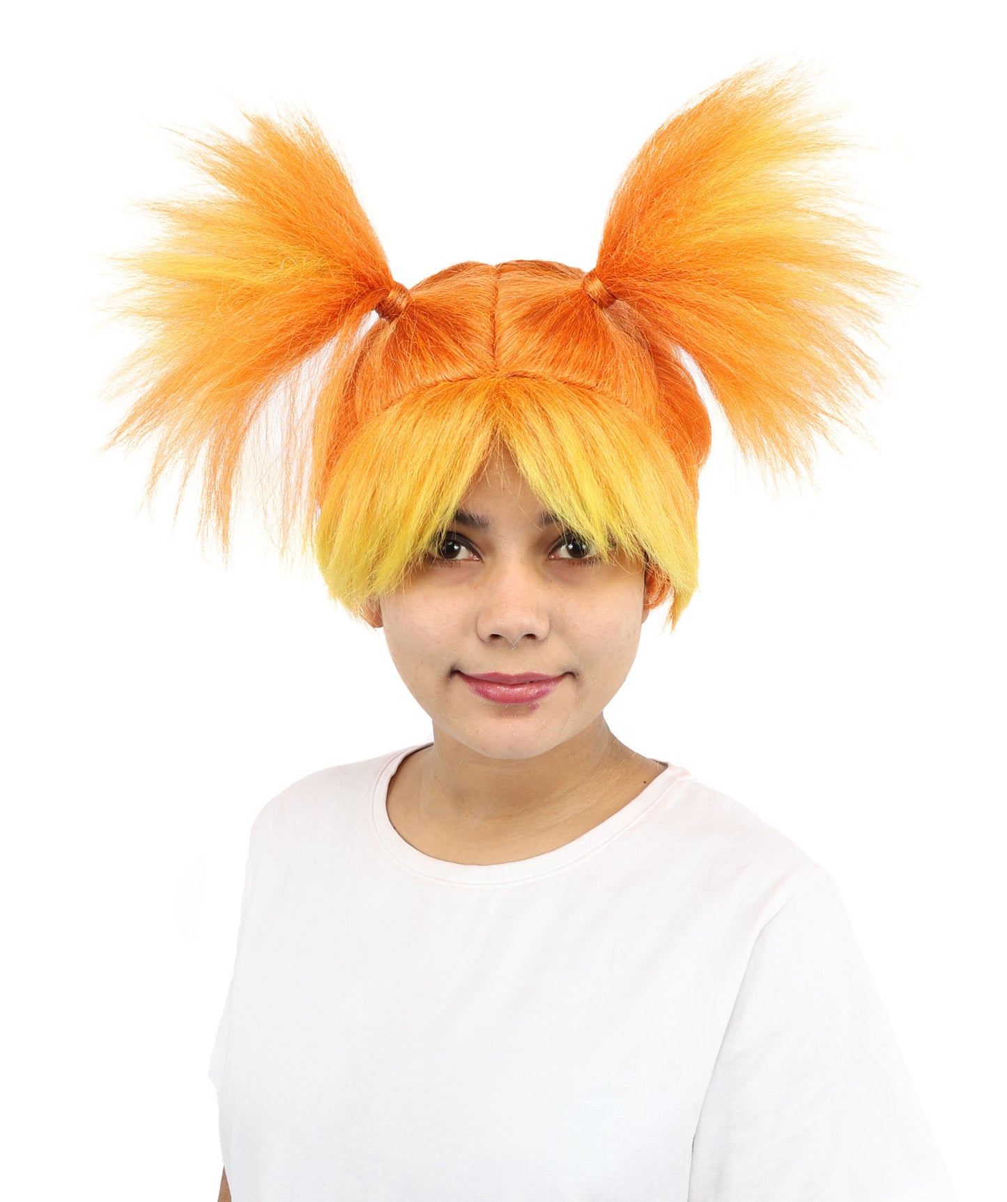 HPO Women’s 15-Inch Orange Spiky Troll Wig | Fun Animated Character | Bright and Bold Look for Halloween, Cosplay, and Themed Party