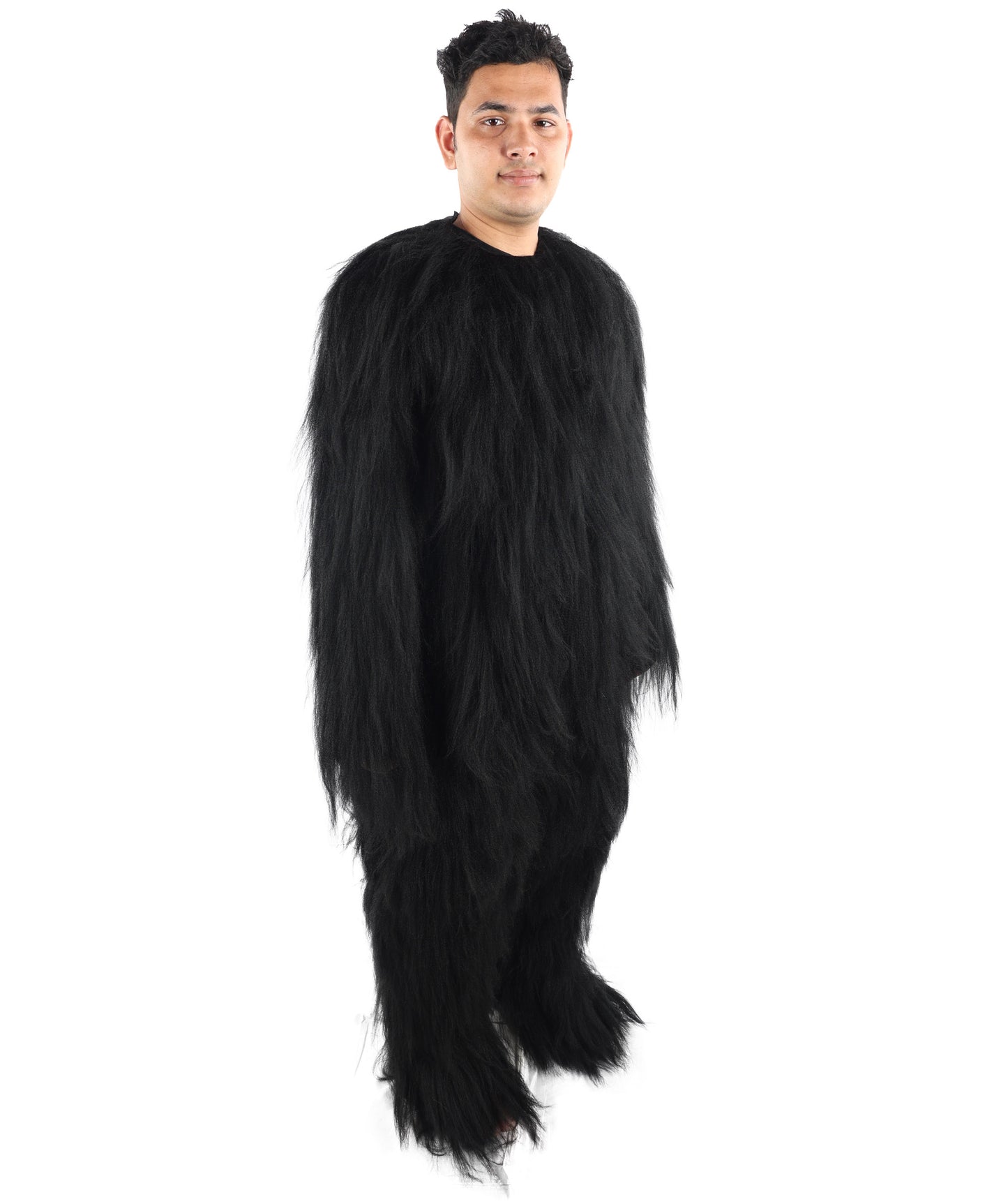 HPO Unisex Extreme Hairy Person Costume, Mask and Bundle - Full-Body Hair Suit Extra-Long Ash Brown Costume Wig for Halloween, Cosplay & Parties