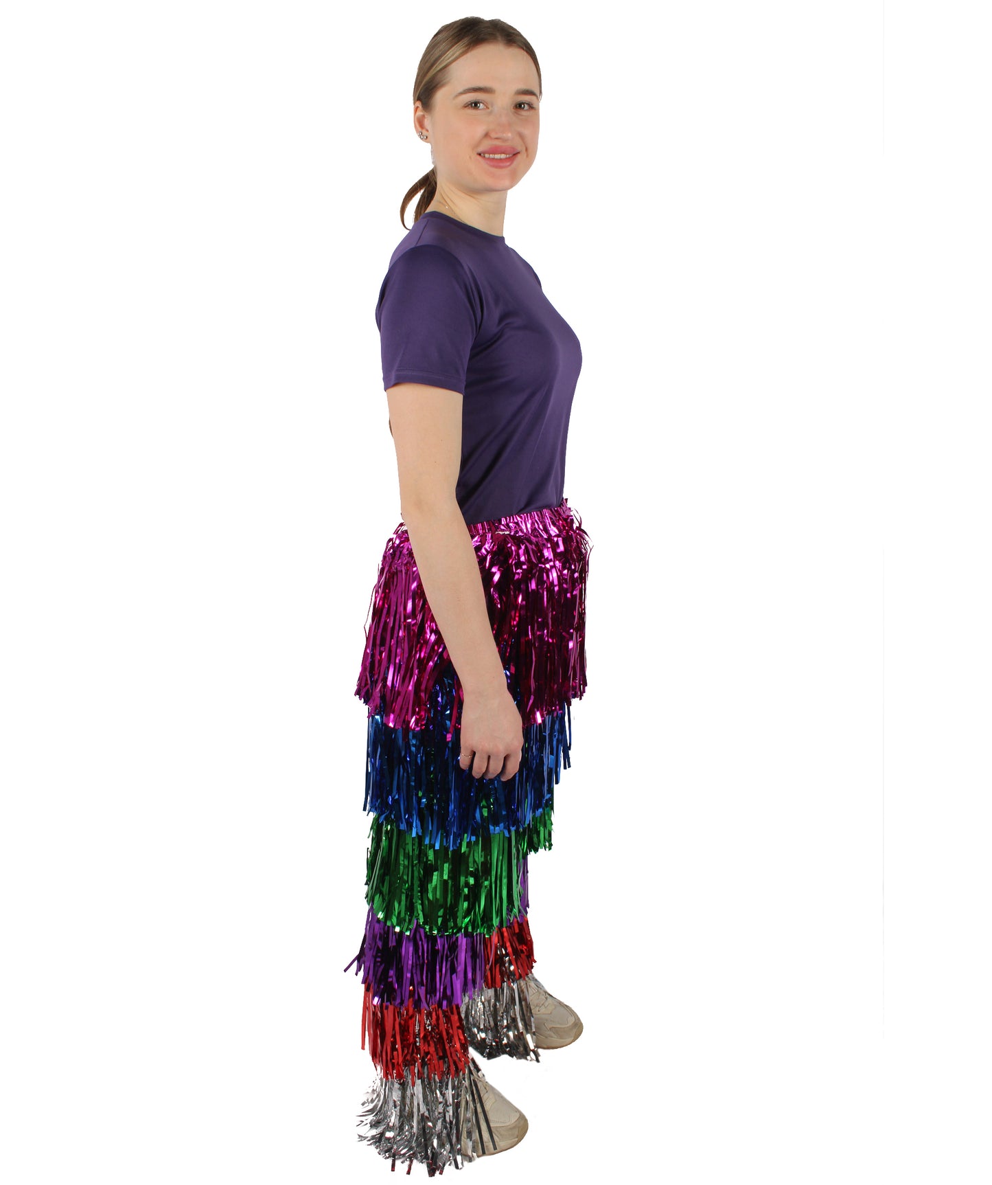 Women's Tinsel Wide Colorful Leg Pants, Perfect for Halloween, Tinsel Material