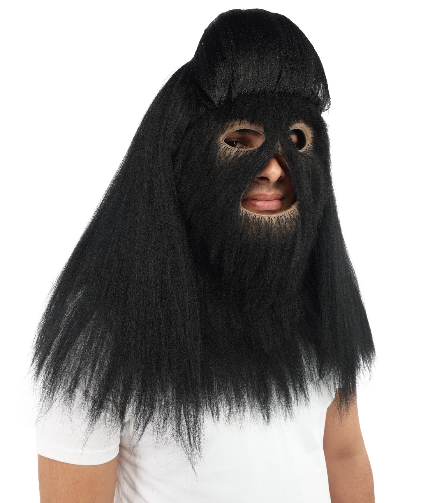 HPO Unisex Extreme Hairy Person Costume, Mask and Bundle - Full-Body Hair Suit Extra-Long Ash Brown Costume Wig for Halloween, Cosplay & Parties