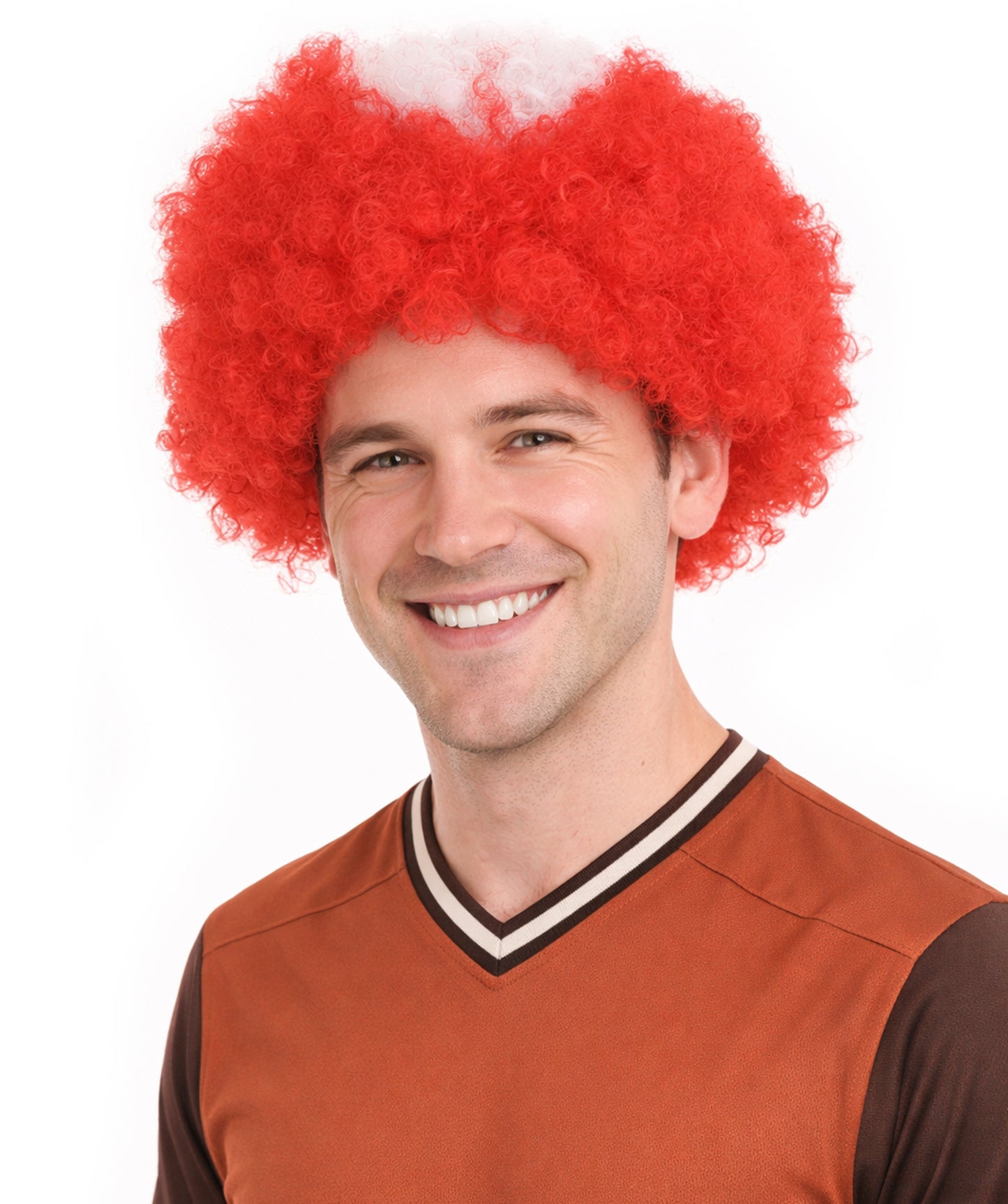 Switzerland Sport Afro Fun Wig | Red White Jumbo Wig
