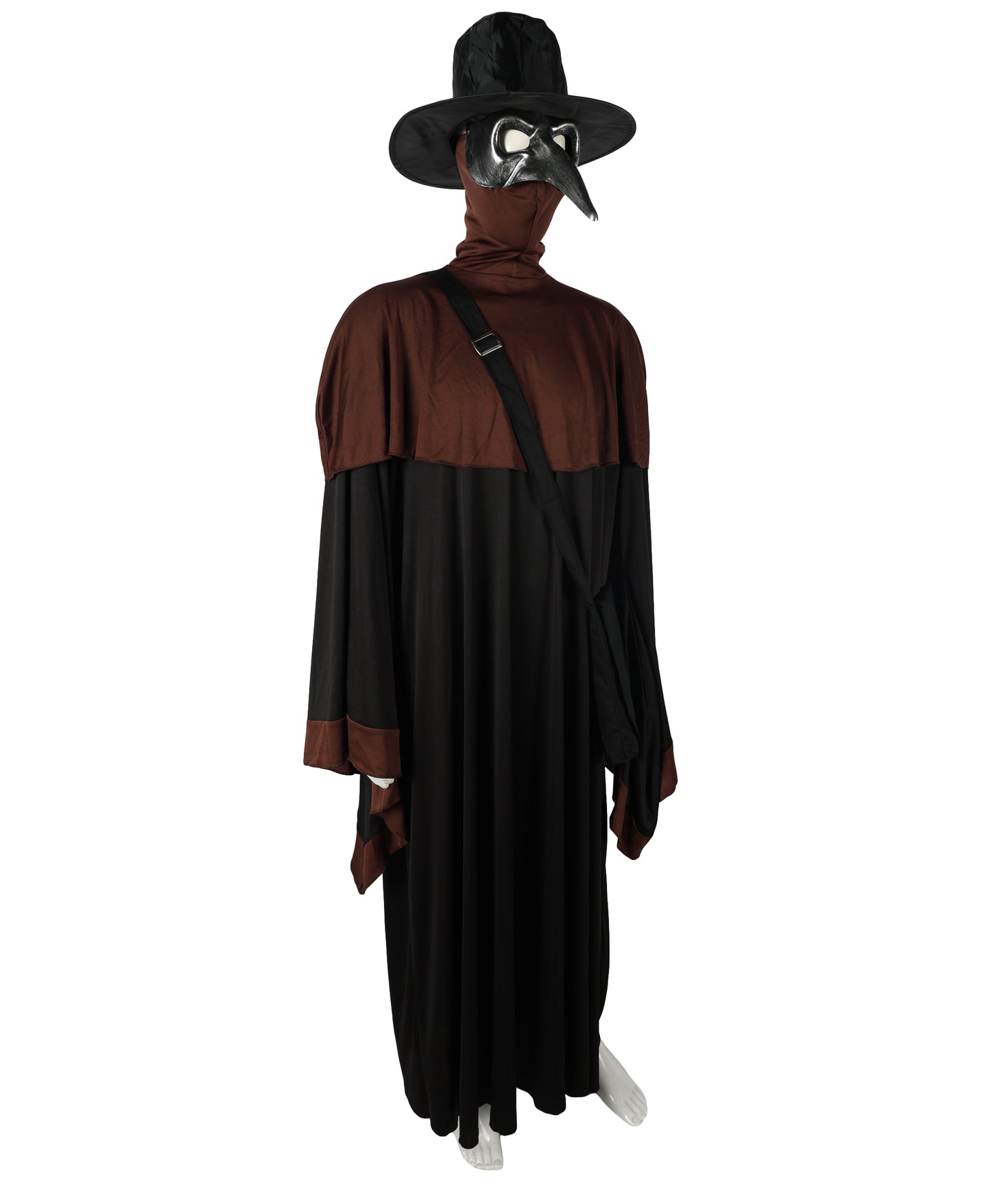 HPO Adult Men’s Plague Doctor Costume Set | Robe, Bird Beak Mask & Wide-Brim Hat | Adjustable Fit | For Halloween & Historical-Themed Events