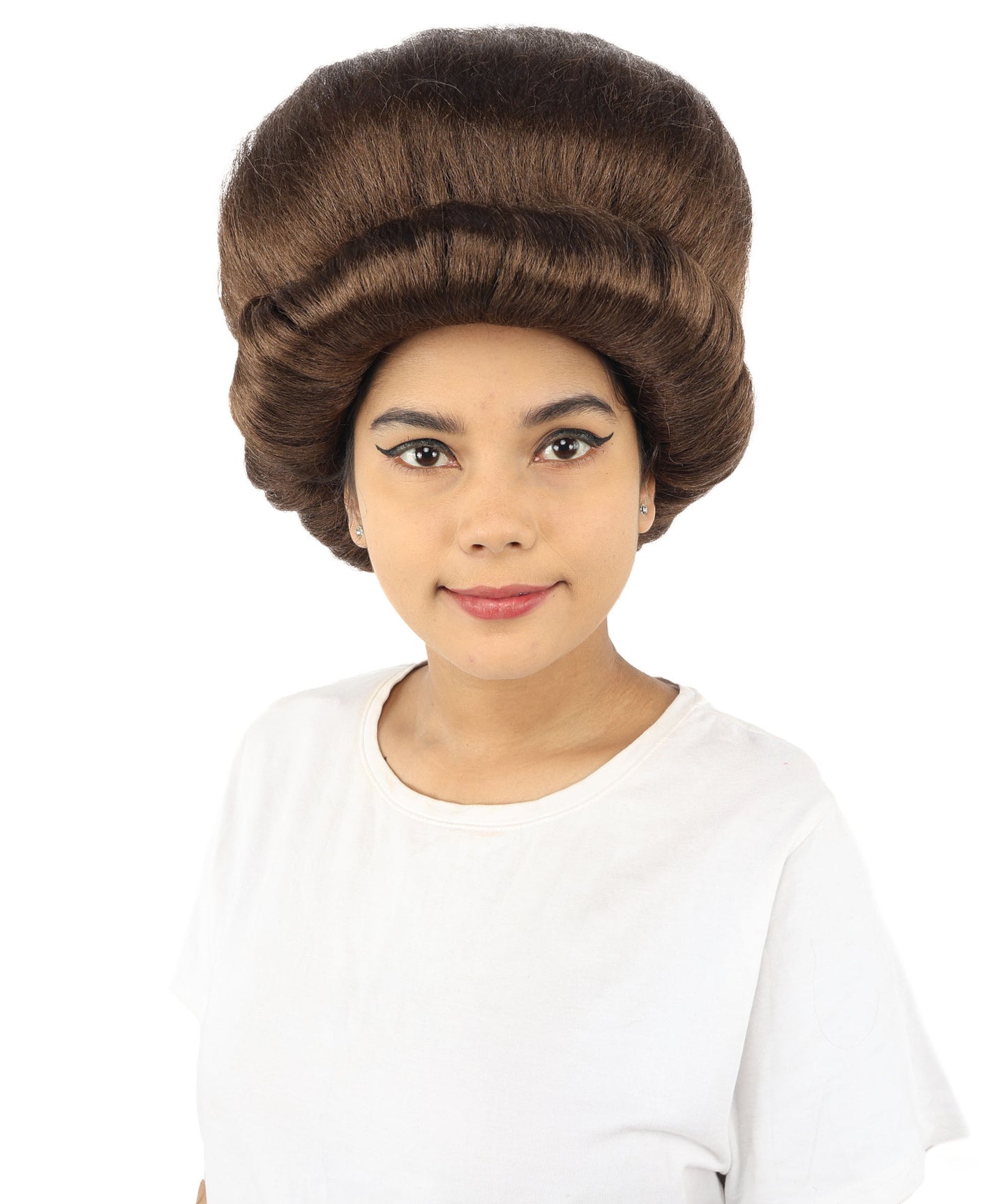 HPO Women's Voluminous Golden Blonde Grandma Wig | Medium Puffy Afro Style with Silver Texture, Synthetic Fiber & Adjustable Fit | Halloween, 100th Day of School, Theater & Funny Costume
