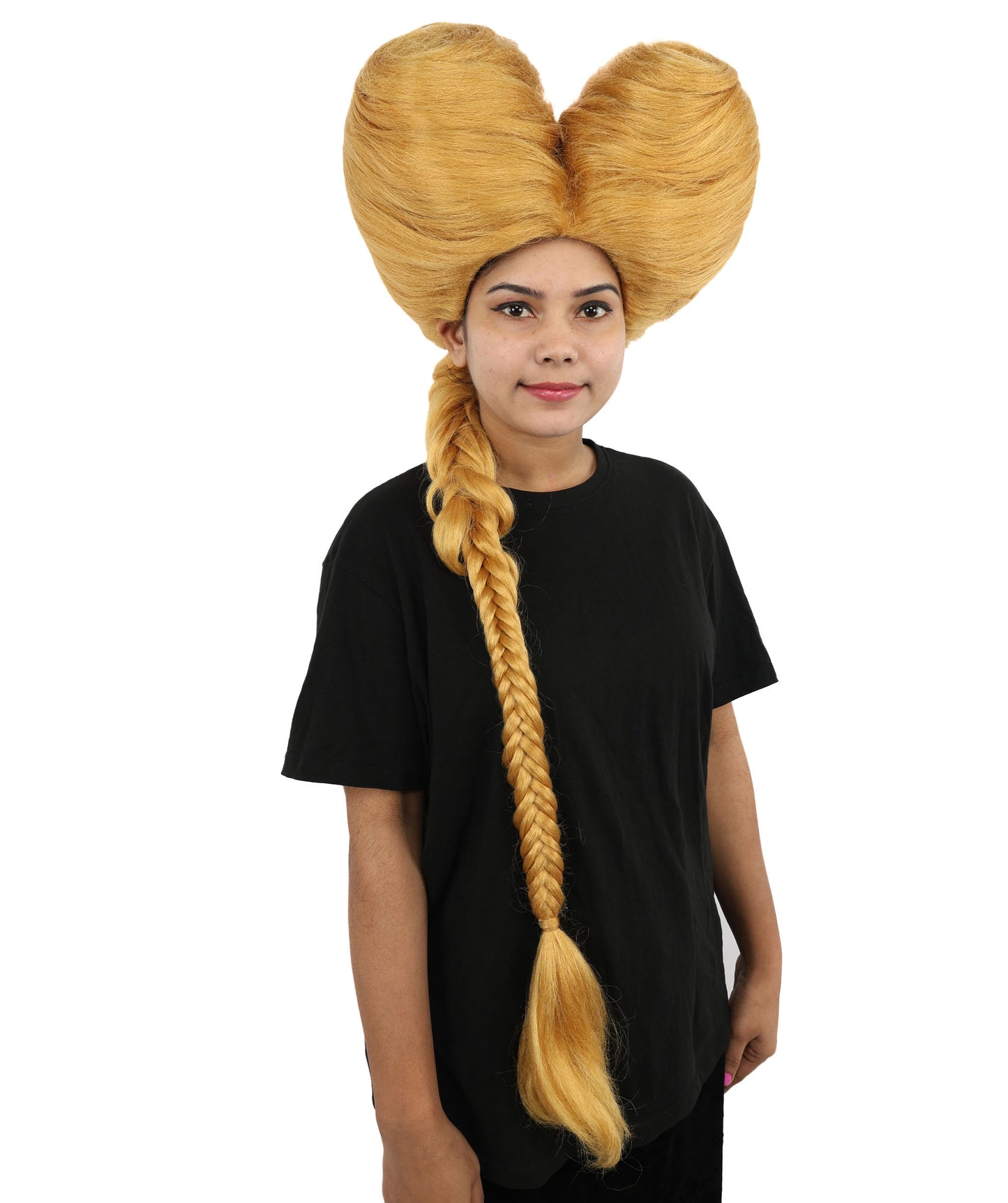 HPO Women’s Extra Long Golden Brown Count Dracula Wig | 42 Inch Synthetic Hairpiece Ideal for Gothic Noble Costume Halloween Cosplay Party Fancy Dress