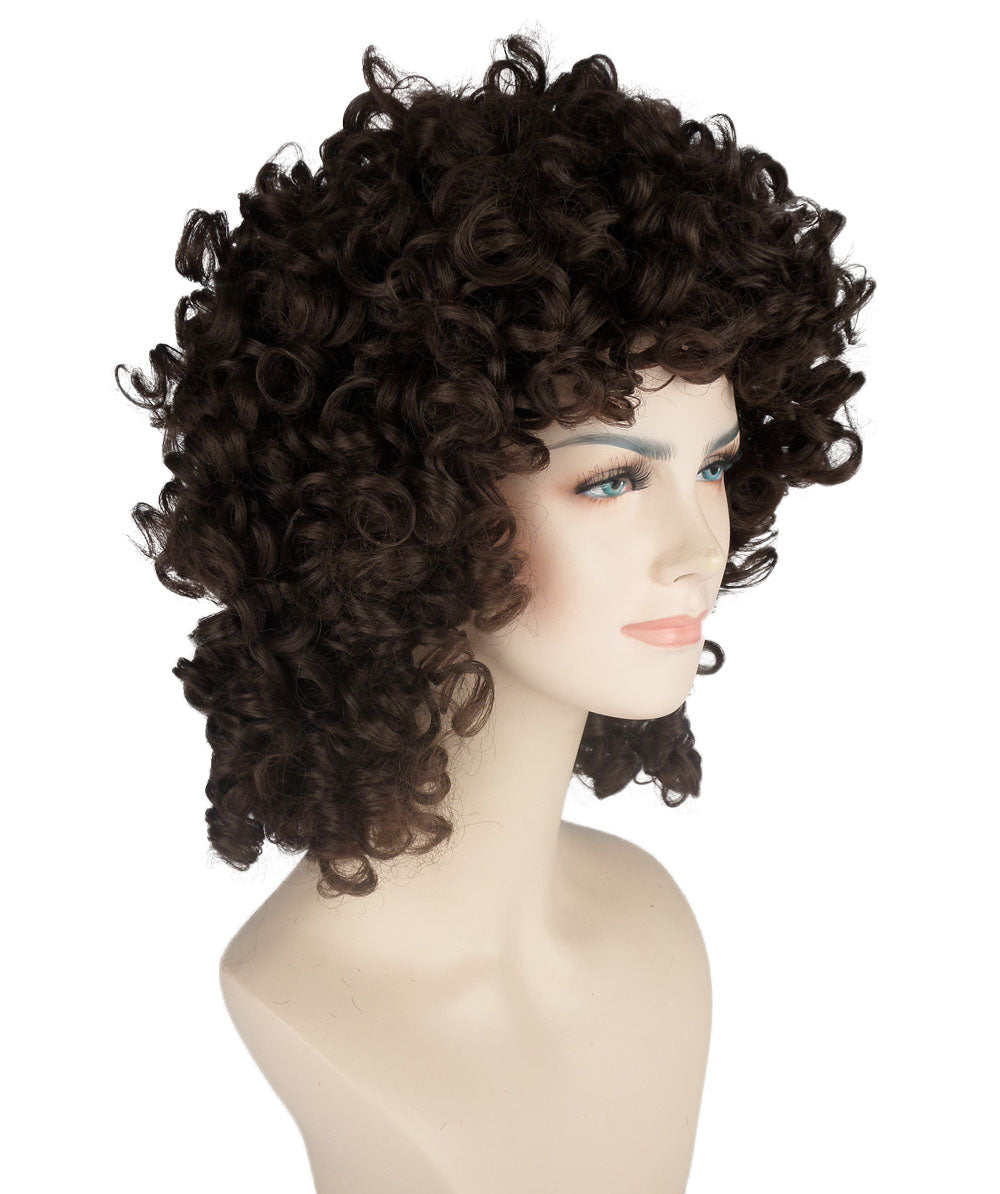 HPO Women's Medium Curly Olympian Lady Wig Collection | Fancy Halloween Wigs | Premium Breathable Capless Cap