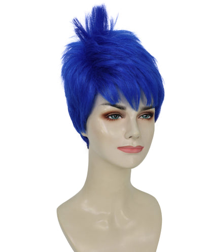 Women's Dark Blue Wig | Colorful Layered Synthetic Hair for Halloween Party Events | Breathable Capless Design |